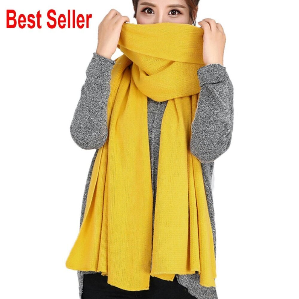 Oversized Plaid Shawl Scarf Dual-Purpose Warm Soft Polyester Wool Blend